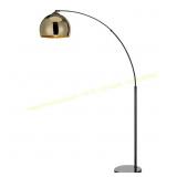 Arquer Arc Floor Lamp: Gold Shade, Black Base