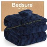 Bedsure GentleSoft Blanket Queen   Navy, 90x90