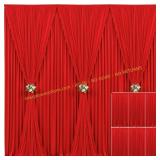 2 Panels Red Backdrop Curtain, 30ft x 10ft