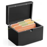DRASTAR 3x5 Index Card Holder Box, Black
