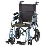 NOVA Transport Chair: Folding Wheelchair Blue