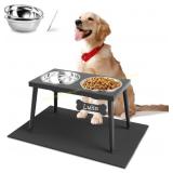Adengl Raised Dog Bowl Stand, 10" Tall, Mat