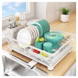 Dish Drying Rack with Drainboard, White