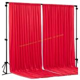 Red Backdrop Curtains 2 Panels 8x10ft (Red)