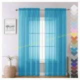 90  Lecloud Turquoise Sheer Curtains 2 Panels