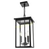 Black Outdoor Pendant Lantern E12 3-Lt