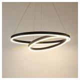 LED Ring Pendant Light, 2-Ring, Black