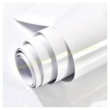 TANONE Glossy White Wallpaper 35.4" x 118"