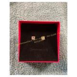 Vintage Silver Diamond Stone Earrings 1ct Round