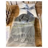 White flannel blanket & grey robe (size unknown)
