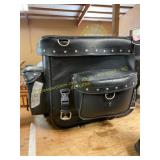 Leather sissy bar luggage bag