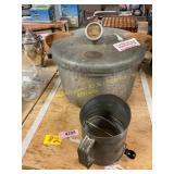 Vintage pressure cooker & 5 cup sifter