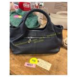 Navy Leather Womens Satchel, Pockets