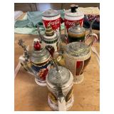 Coca Cola beer steins & canisters