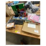 Wood picture frame, solar step lights, & misc