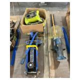 Floor Jack, hedge trimmer, buffer