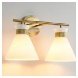 WOSHITU Gold 2-Light Vanity Fixture with Glass