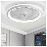 Ceiling Fans with Lights & Remote, 19.3" White