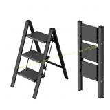 Taranta 3-Step Ladder, Aluminum Stool Black