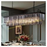 47" Rectangle Crystal Chandelier, E12 bulbs