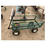 Green metal garden cart