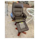 Brown reclining chair and foot stool
