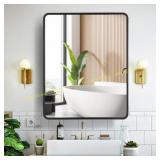Movo 24x30 Black Metal Framed Mirror Cabinet