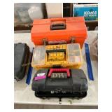 Tool boxes with tools and hardware