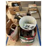 Gas can, lamp, electric supplies, table cloth