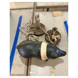 Plastic pig, boat anchors