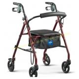 Medline Rollator Walker with Seat, Burgundy