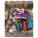 Pop up chairs, life vest, cushion
