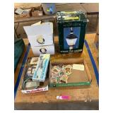 Post Light, lights, cards, books, air plane model