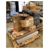 Lamps, plastic totes, trash cans
