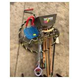 Lawn spreader, snow shovels, yard tools