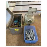 Water pump, assorted wrenches and hardware