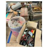 Gas can screw drivers, stool