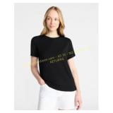 Time and Tru Boxy Tee Black, White, Yellow