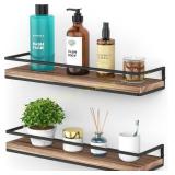 2 Meangood Floating Shelves, 2-Pack, Rustic Wood