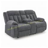 Ashley Gray Reclining Loveseat Console
