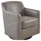 Bradney Leather Swivel Chair, Gray-Brown