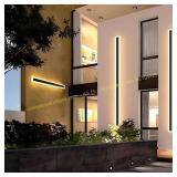 2-Pack Outdoor LED Wall Light, 38W IP65 Black