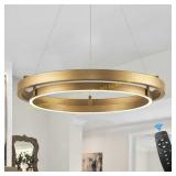 LED Ring Chandelier Brass Dimmable 24in
