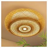 Bamboo Woven LED Ceiling Light with Remote