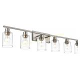 6-Light Brushed Nickel Bathroom Vanity Light