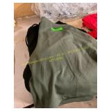 L black hoodie & L green shorts