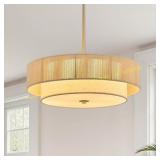 VONLUCE Boho Chandelier, 4-Light Drum, Rattan