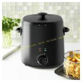Mainstays 2 Qt Round Deep Fryer, Black, Basket