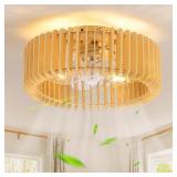 Boho Caged Ceiling Fan with Lights, Remote