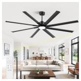 ZMISHIBO 84" Ceiling Fan with Lights, Black